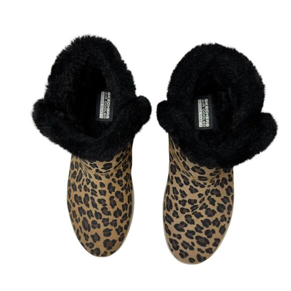Skechers On-The-Go Joy Ankle Boots Suede Snow Kitty Leopard Walking Cozy EUC 9 - Picture 3 of 12